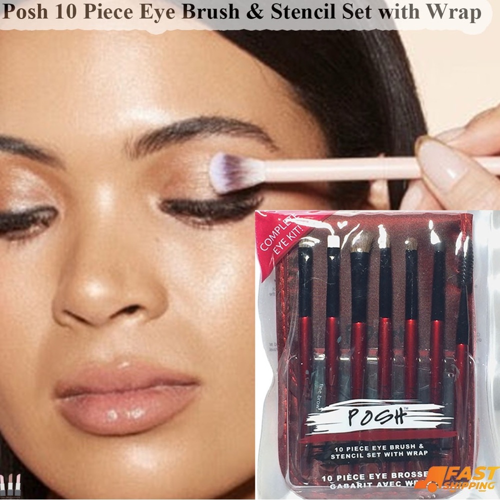 Posh 10-Piece Eye Brush & Stencil Set